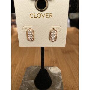Clover Brand Gold/Rhinestone 1/2” Earrings-NWOT